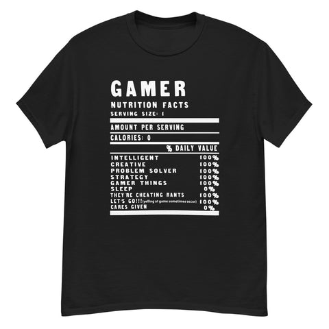 FUNNY GAMER NUTRITION FACTS | FUNNY VIDEO GAME | BLACK T SHIRT