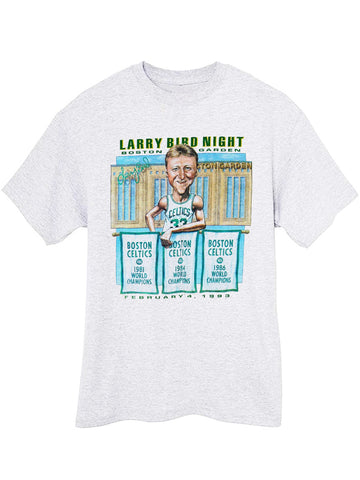 Vintage Larry Bird Night Championships Boston Celtics tshirt  - Ash Grey