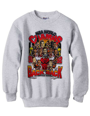 Vintage 1991-1992 Back to Back Championships Michael Jordan Chicago Bulls shirt sweatshirt fleece - Ash Grey