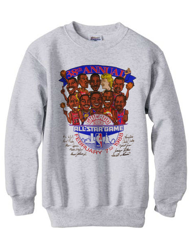 Vintage 1988 Nba All-Star Weekend Michael Jordan Magic Johnson Karl Malone Larry Bird Isiah Thomas shirt sweatshirt fleece - Ash Grey