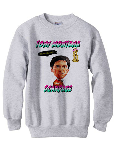Scarface Tony Montana Caricature Cartoon shirt sweatshirt - Ash Grey