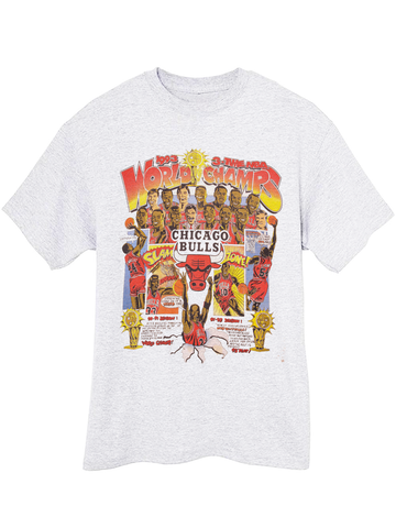 Vintage 1993 3 Peat Championship Comic Caricature Finals Michael Jordan Chicago Bulls Legacy shirt tshirt - Ash Grey