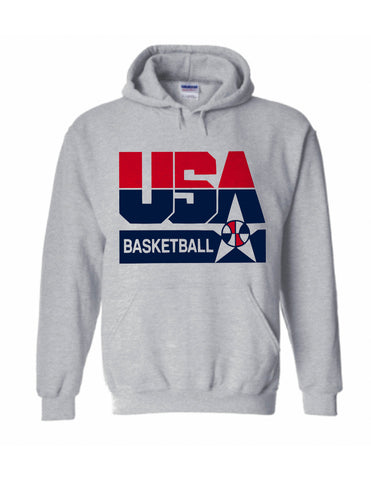 1992 Nba Olympic Dream Team usa logo hoodie pullover sweatshirt shirt - Ash Grey