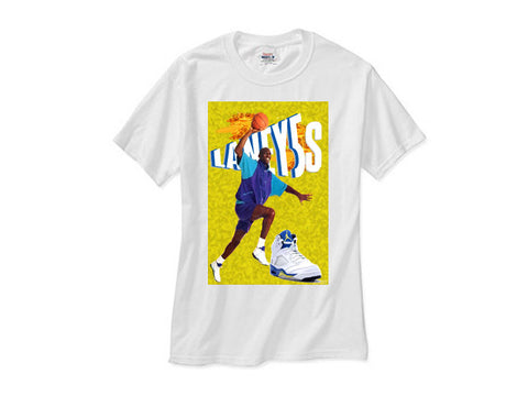 Michael Jordan Retro 5 Laney v shirt white tee