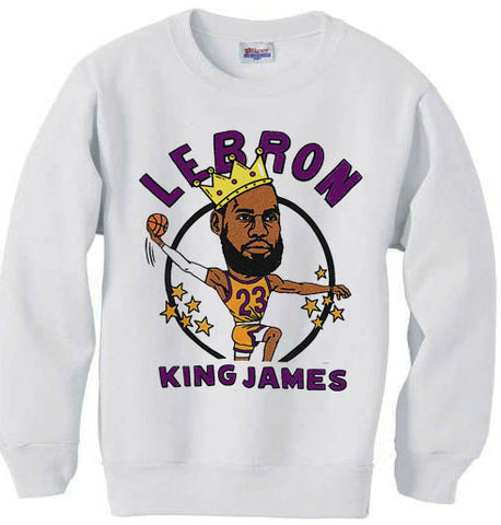 LeBron James Cartoon Caricature King shirt sweatshirt - White