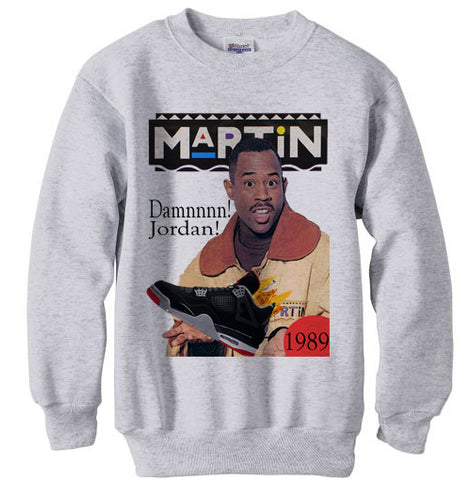 Martin Jordan 4 Bred Red Black Cement sweatshirt sweater shirt - Ash Grey