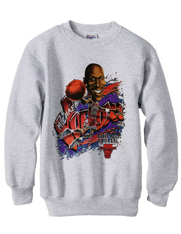 Vintage 1990-1991 Michael Jordan Chicago Bulls Graffiti Dunk shirt sweatshirt fleece - Ash Grey