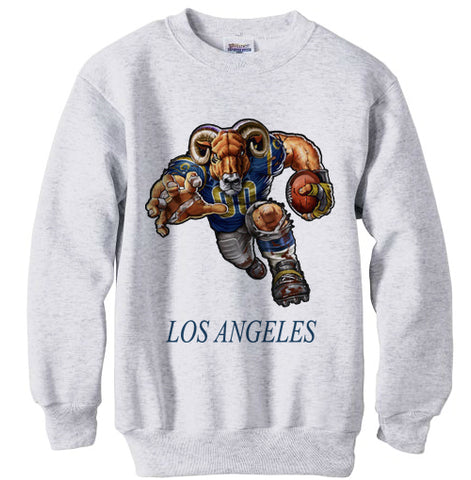 Los Angeles Rams Mascot Caricature shirt sweatshirt fleece - Ash Grey