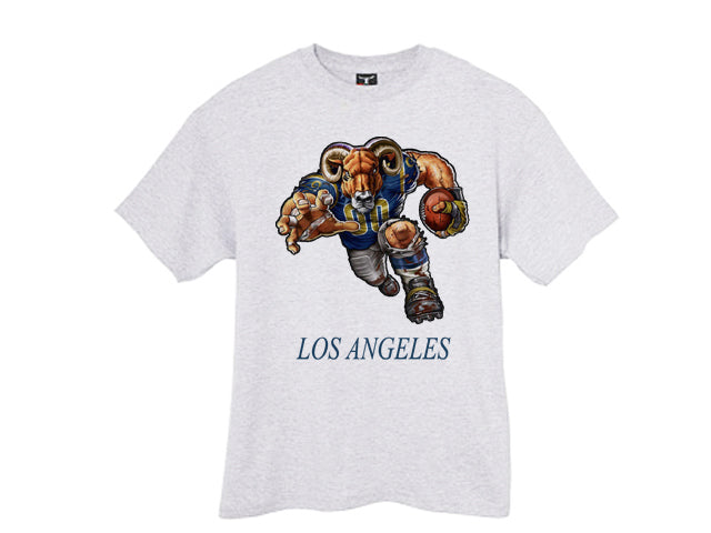 Los Angeles Rams Mascot Caricature tshirt tee - Ash Grey