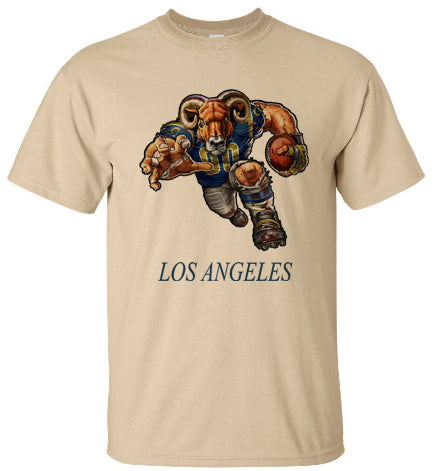 Los Angeles Rams Mascot Caricature tshirt tee - Tan