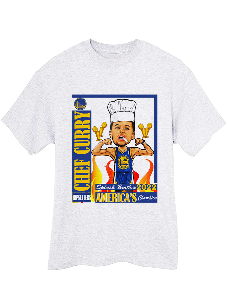 STEPH CURRY THE CHEF CARICATURE CARTOON GOLDEN STATE WARRIORS - Ash Grey tee tshirt